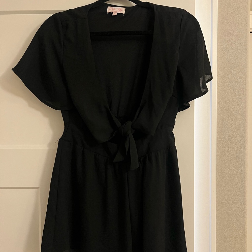 Pink Lily Black Romper